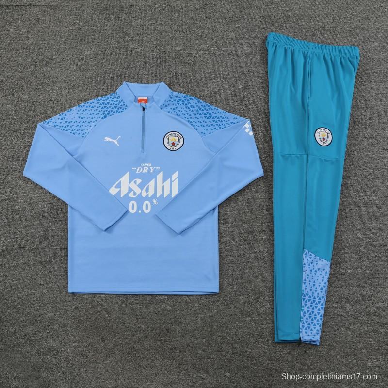 23/24 Manchester City Blue Half Zipper Jacket+ Pants