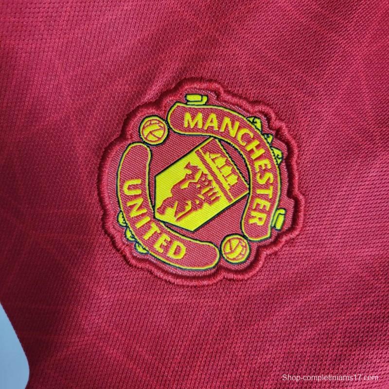 23-24 Kids Manchester United Home Long Sleeve Jersey