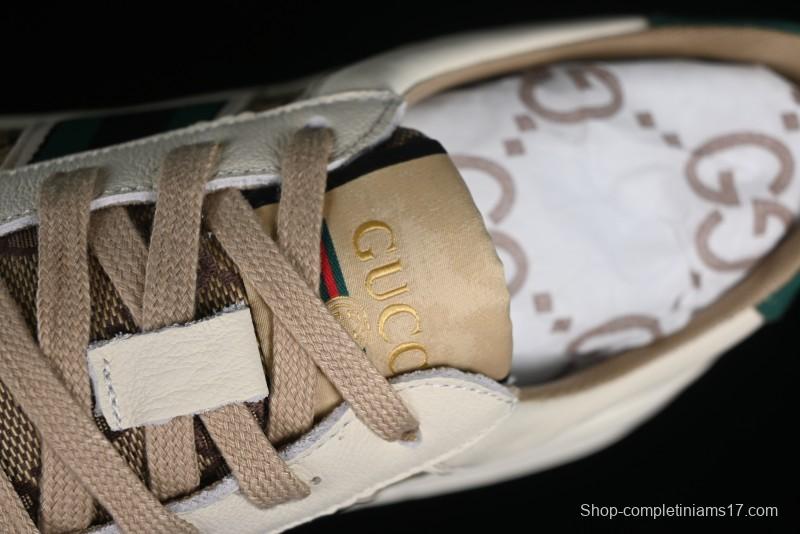 Gucci Chunky B Screener GG Casual Sneakers in Beige and Ebony GG Canvas with Leather Trim - 9Y9209666
