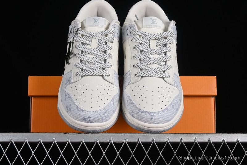 Nike SB Dunk Low LV Collaboration - Tie-Dye Denim Glow in the Dark Anniversary Custom Low-Top Casual Sneakers - FC1688-192