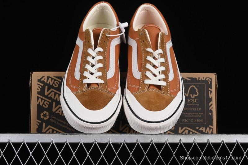 Vans Old Skool Reissue 136 High-End Series Round Toe Orange Canvas Vulcanized Shoes - VN000MT6BKQ