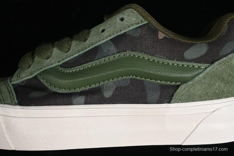 Vans Classics Knu Skool Camo Army Green Chunky Tongue Platform Sneakers - VN0007QC0WD