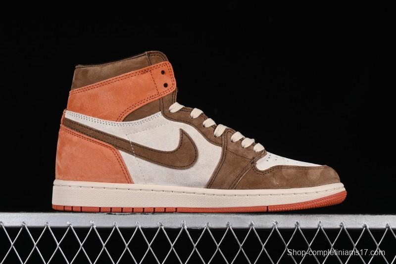 Nike Air Jordan 1 High OG Basketball Shoes in Dusted Clay & Dune Colorway - FQ2941-200