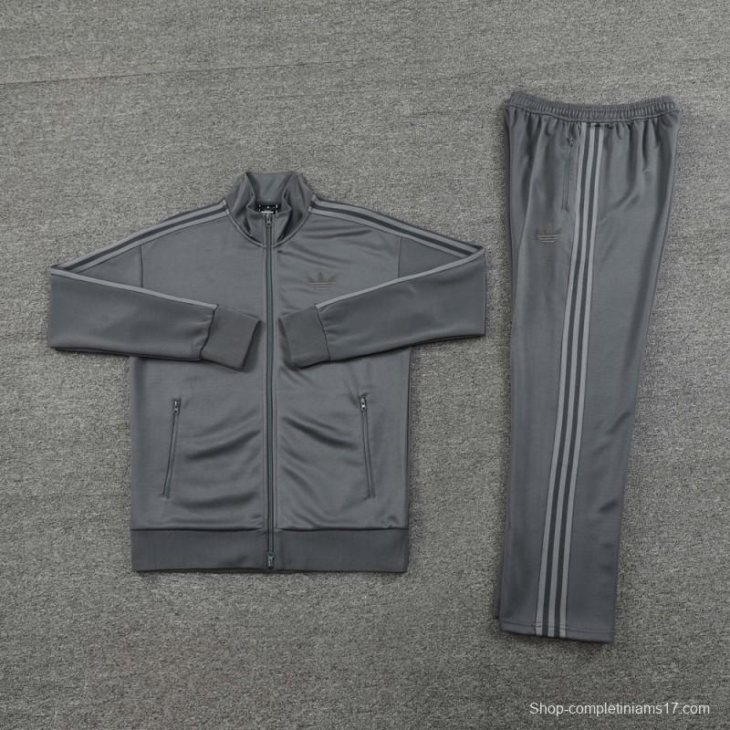 24/25 Adidas Original Grey Full Zipper Jacket +Long Pants