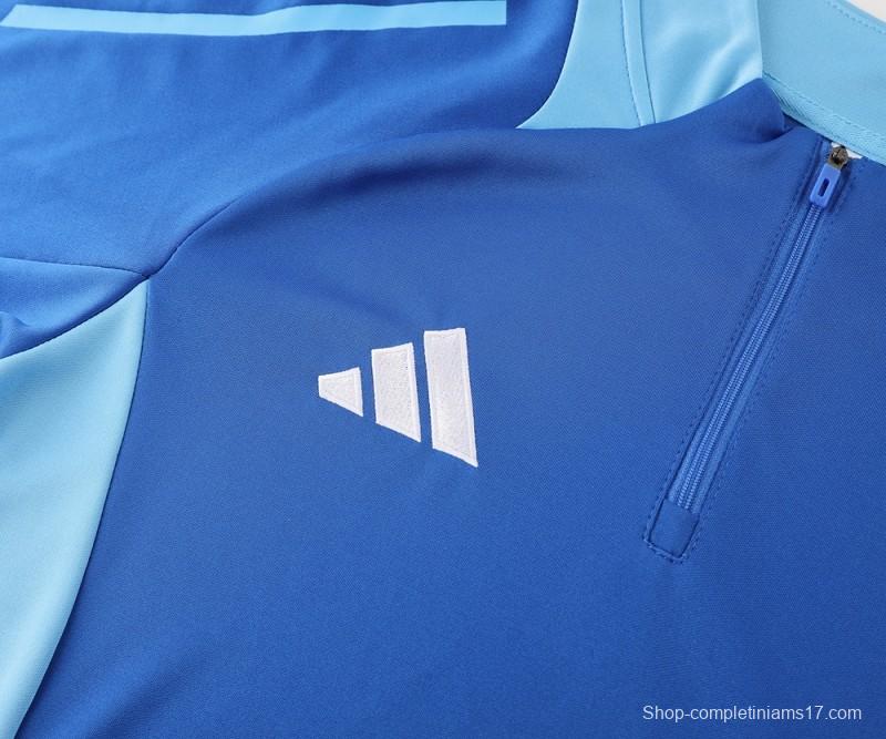 2024 Adidas Blue Half Zipper Jacket +Long Pants