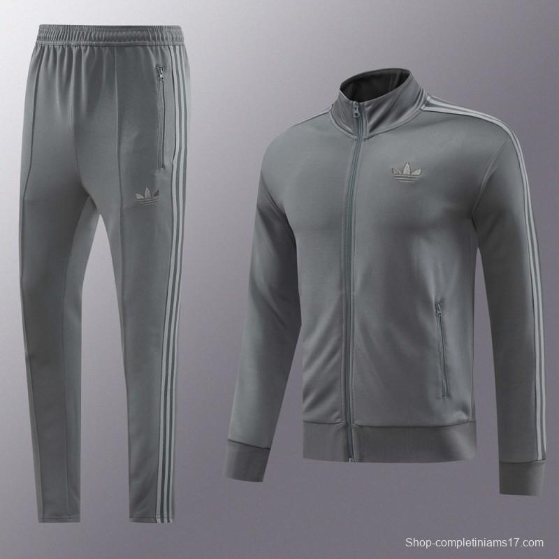 24/25 Adidas Original Grey Full Zipper Jacket +Long Pants