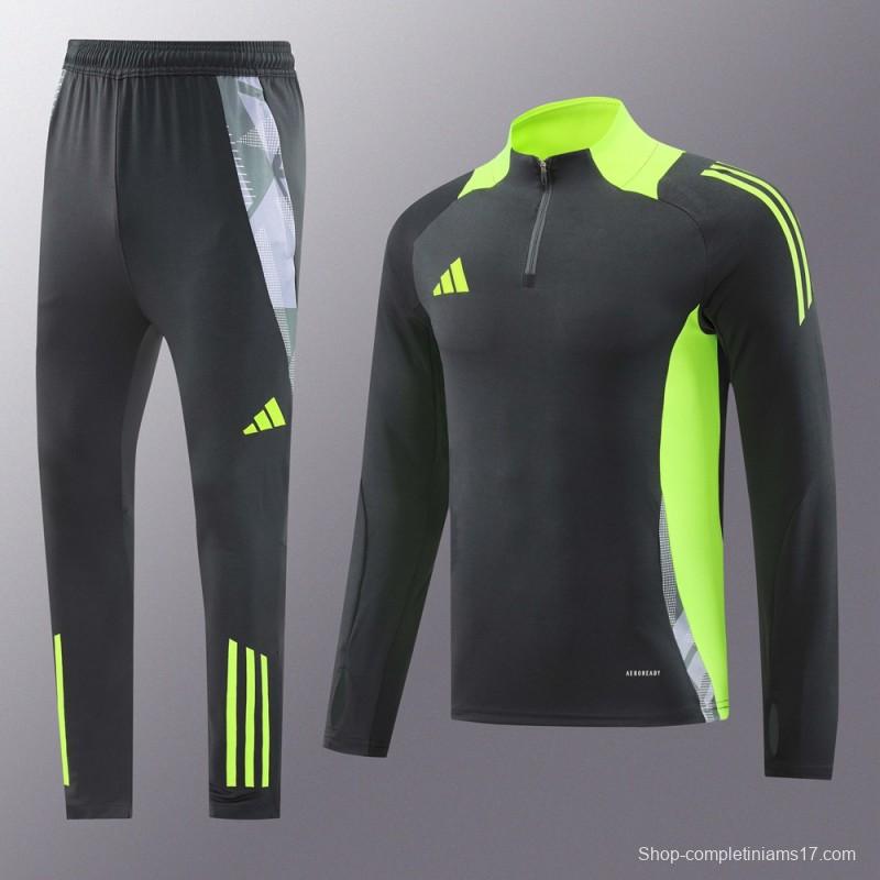 2024 Adidas Deep Grey Half Zipper Jacket +Long Pants