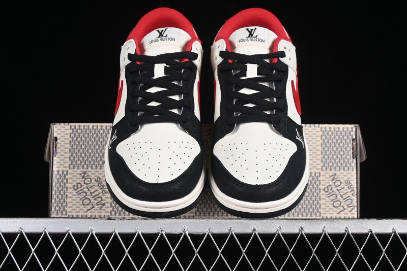 Nike SB Dunk Low LV Collaboration - Beige Black Red Glow in the Dark Anniversary High-End Custom Low-Top Casual Skate Shoes - JH8035-931