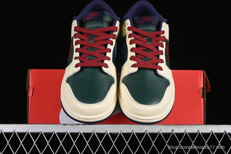 Nike SB Dunk Low Retro Skateboarding Shoes with Gorge Green and Red Swoosh Design - FV8106-361
