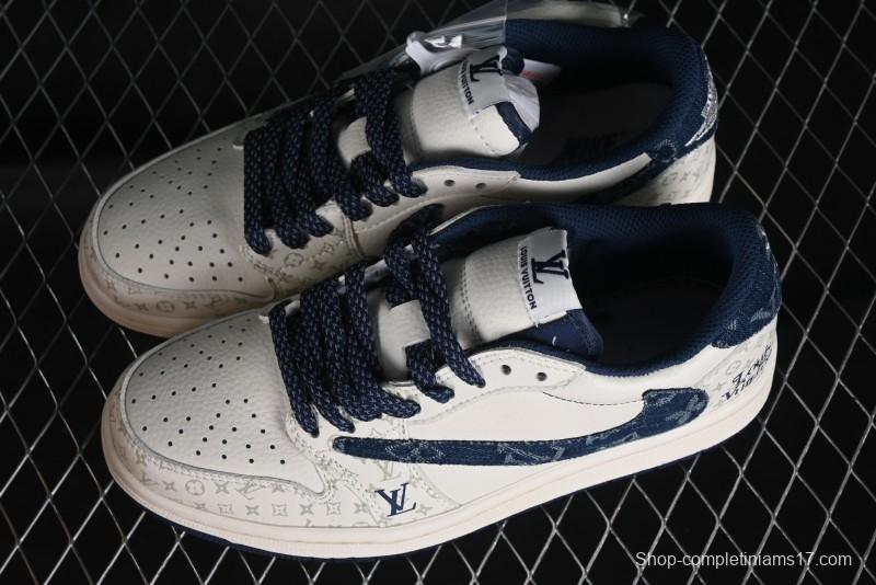 Nike Air Jordan 1 Low OG SP Travis Scott x Fragment Design Retro Sneakers with Reverse Swoosh - SJ2068-004