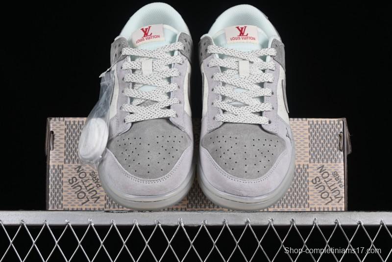 Nike SB Dunk Low LV Collaboration - Beige Grey Crystal Sole Night Light Anniversary High-End Custom Low-Top Casual Sneakers - CR8033-503
