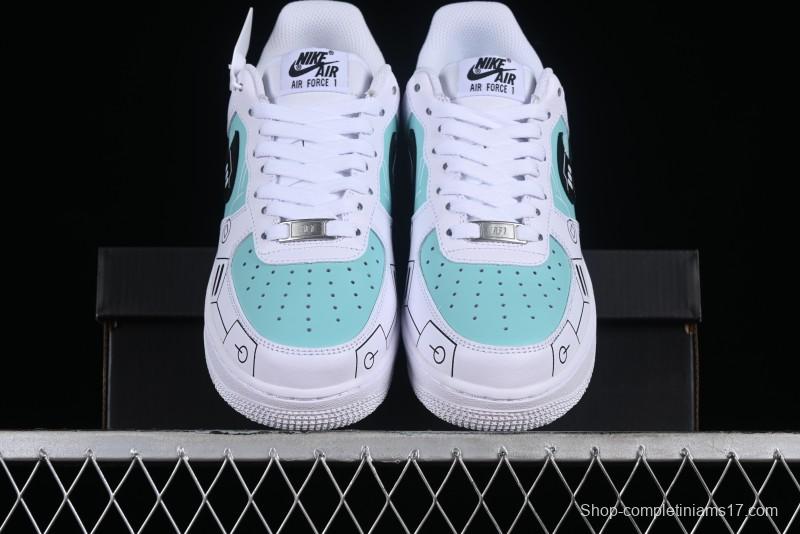 Nike Air Force 1 '07 Low PS5 Gaming Theme Ice Green Casual Sneakers - CW2288-114