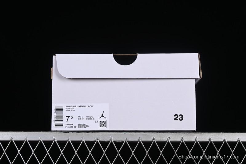 Nike Air Jordan 1 Low "Metallic Silver" Casual Sneakers with Metallic Accents - FN5030-001