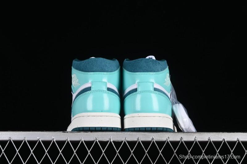 Nike Air Jordan 1 Mid "Bleached Turquoise" Casual Sneakers - DZ3745-300