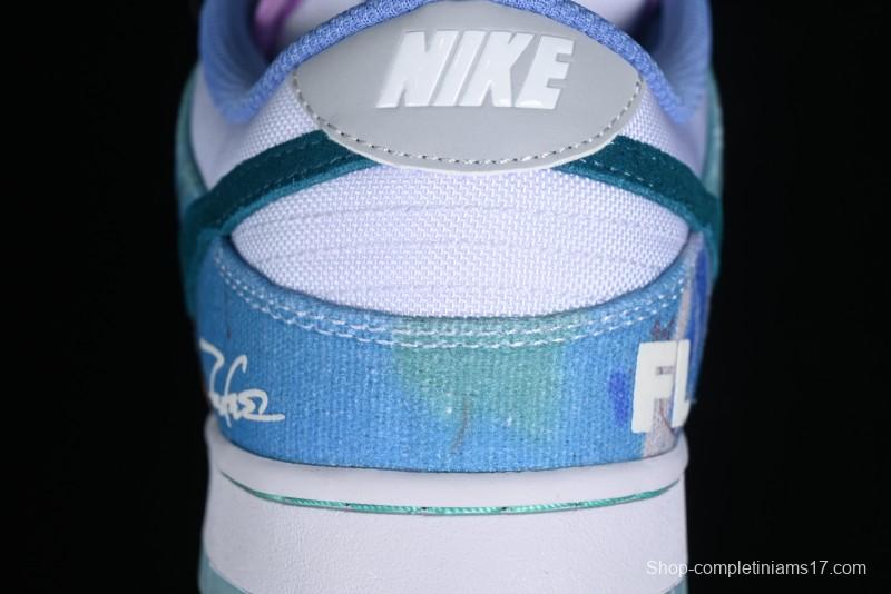 Nike Futura x Dunk Low Pro SB Casual Skate Shoes with Tie-Dye Pattern - HF6061-400
