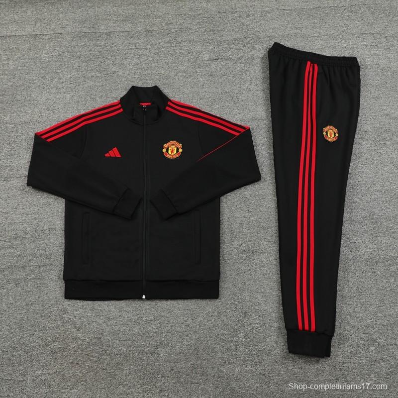 24/25 Manchester United Black Full Zipper Jacket +Long Pants