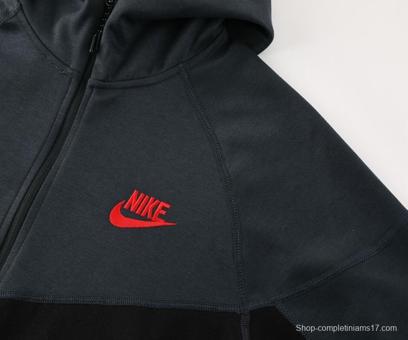 2024 Nike Grey/Black Full Zipper Jacket +Long Pants