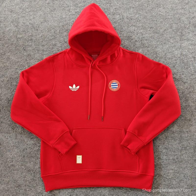 24/25 Bayern Munich Navy/Red/Black/Beige/Grey Hoodie WIth Black Badge