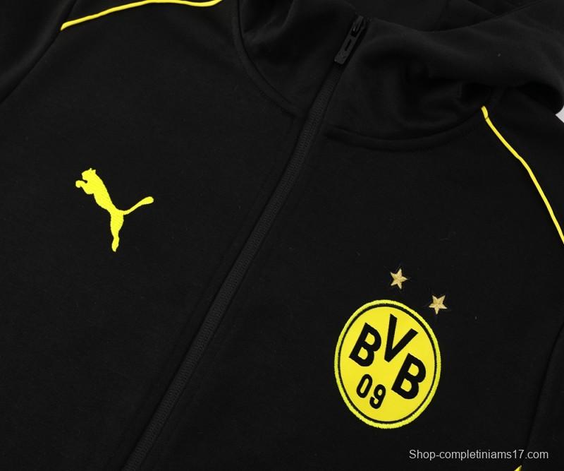 24/25 Borussia Dortmund Black Hoodie Full Zipper Jacket +Long Pants