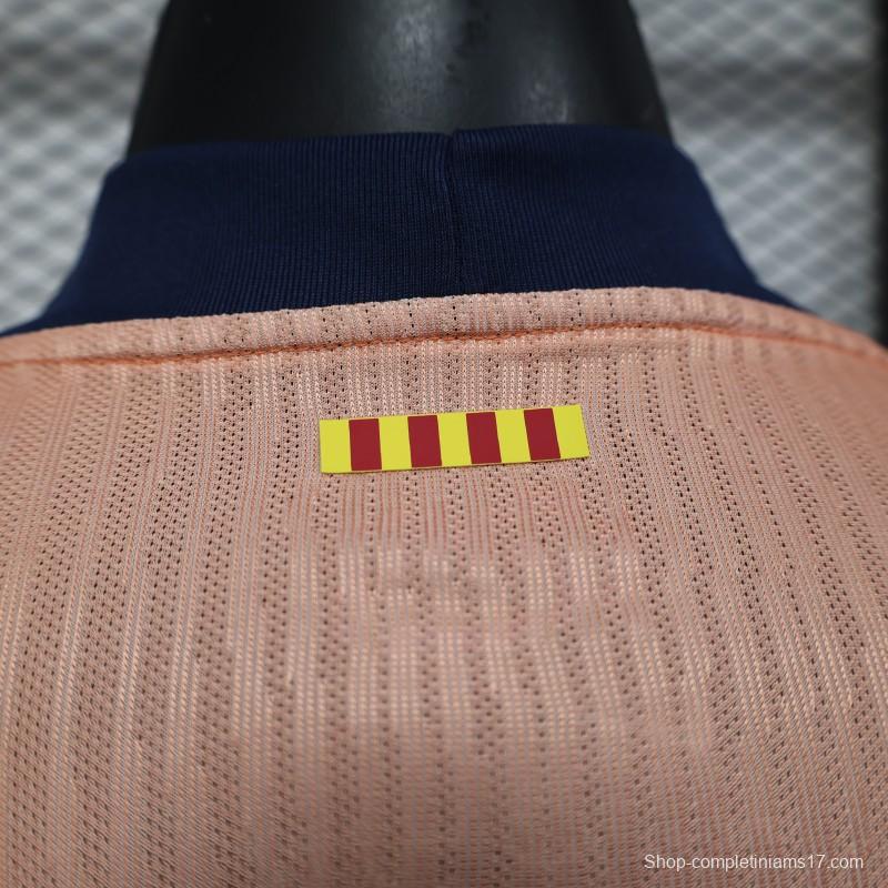 Player Version 25/26 FC Barcelona Pink 125Th Anniversary Jersey with Spotify Sponsor and Navy Blue Accents