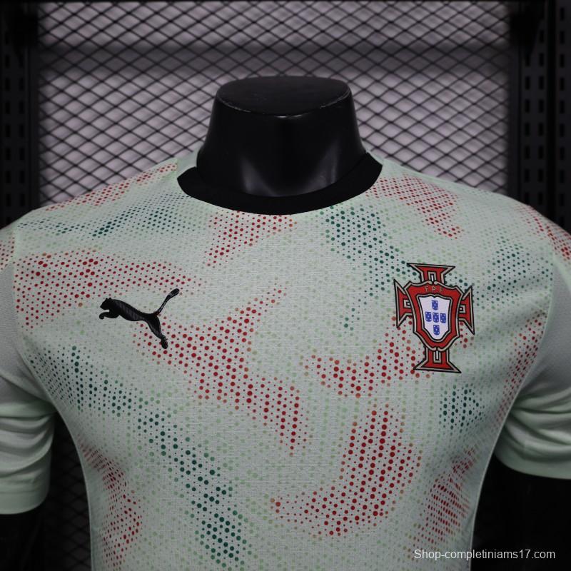 Player Version 2025 Portugal Away Mint Green Jersey with Graphic Pattern