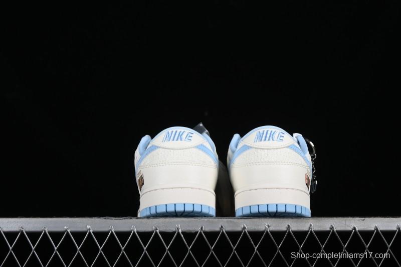 Nike SB Dunk Low Gucci Collaboration - Beige & Light Blue Crochet Fabric Anniversary High-End Custom Low-Top Casual Skate Shoes - DQ1098-376