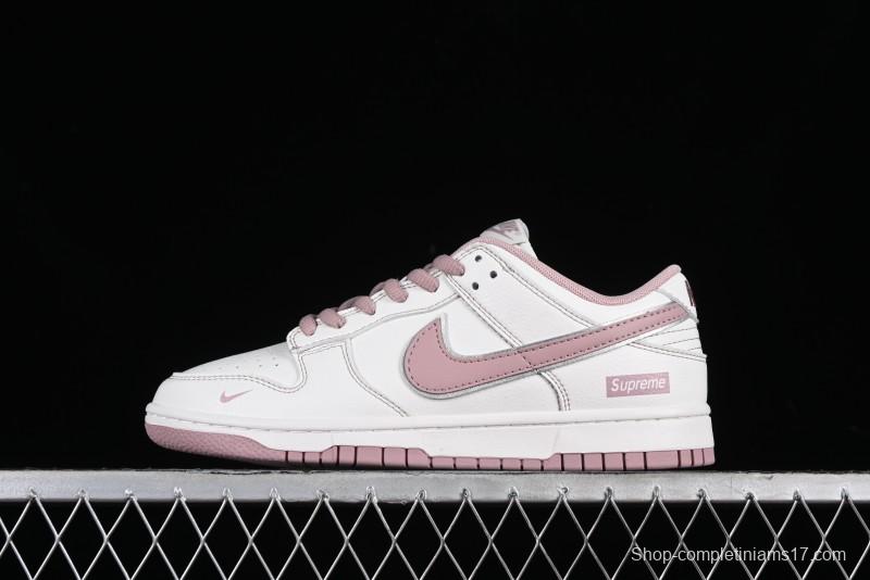 Nike Supreme x SB Dunk Low Collaboration - Rouge Pink Anniversary High-End Custom Low-Top Casual Skate Shoes - DY1503-006