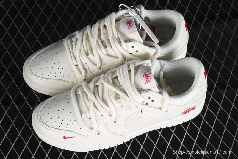 Stussy x Nike SB Dunk Low Anniversary Custom Retro Sneakers with Original S Titanium Accessory - SJ2068-259