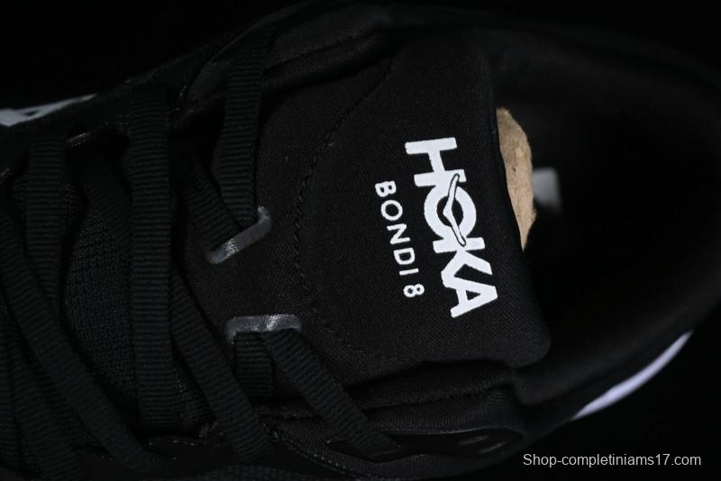 HOKA ONE ONE Bondi 8 Functional Cushioned Running Shoes with Engineered Mesh Upper - 1123202 BWHT