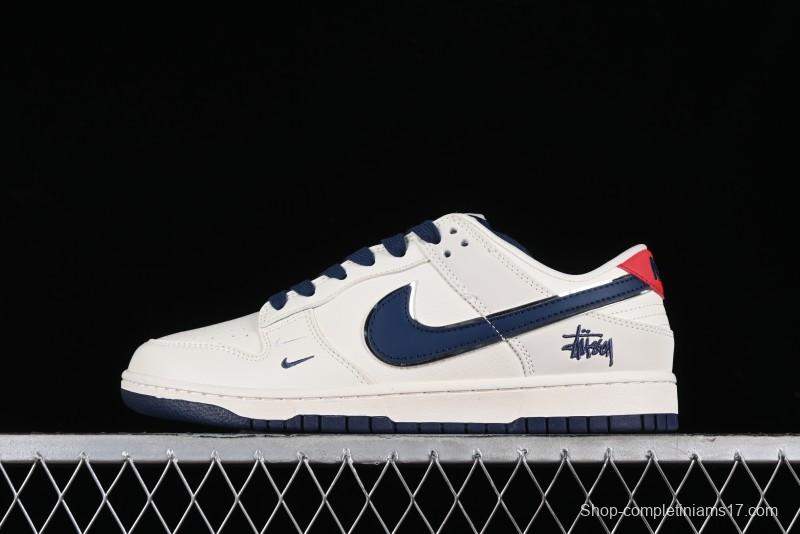 Stussy x Nike SB Dunk Low Anniversary Custom Sneakers with Blue Swoosh - DQ1098-379