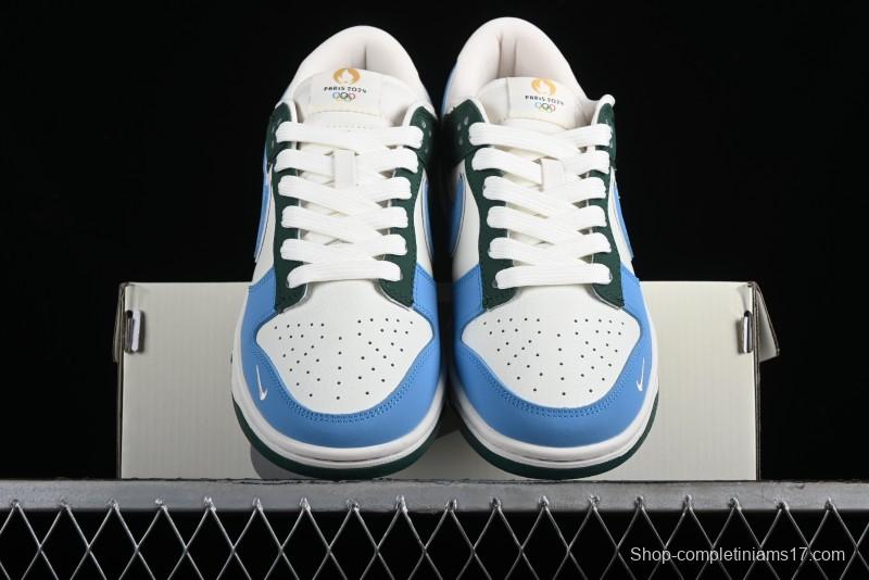 Nike SB Dunk Low Paris Olympics Limited Edition - Blue Green Color Blocking Low-Top Casual Skate Shoes - JH8310-952