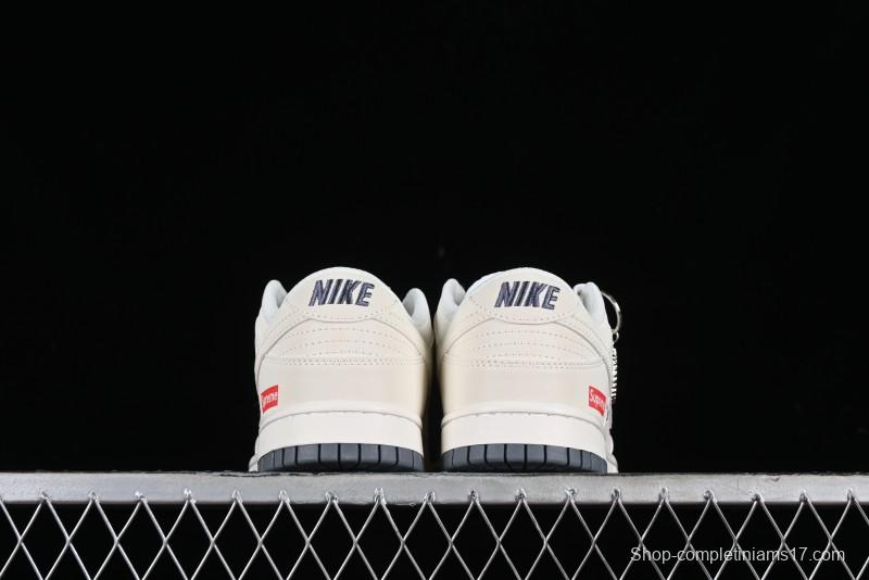 Nike SB Dunk Low Supreme Collaboration - Double Swoosh Anniversary Customized Low-Top Casual Sneakers - BB8675-105