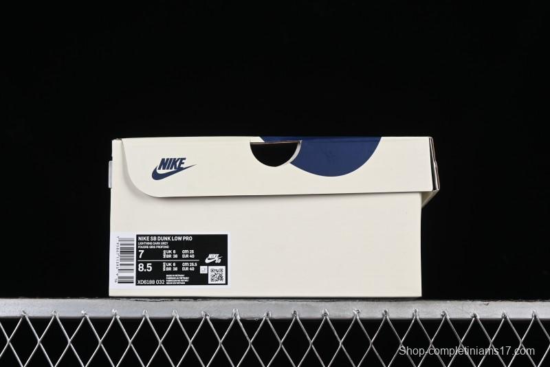 Nike SB Dunk Low Lightning Collaboration - Off White Navy Blue Small Blue Swoosh Anniversary High-End Custom Low-Top Casual Sneakers - XD1688-032