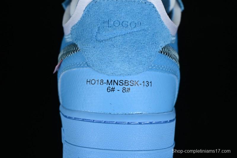 Nike Off White x Air Force 1 Low OW Collaboration Transparent Blue Casual Sneakers - AO4606-400