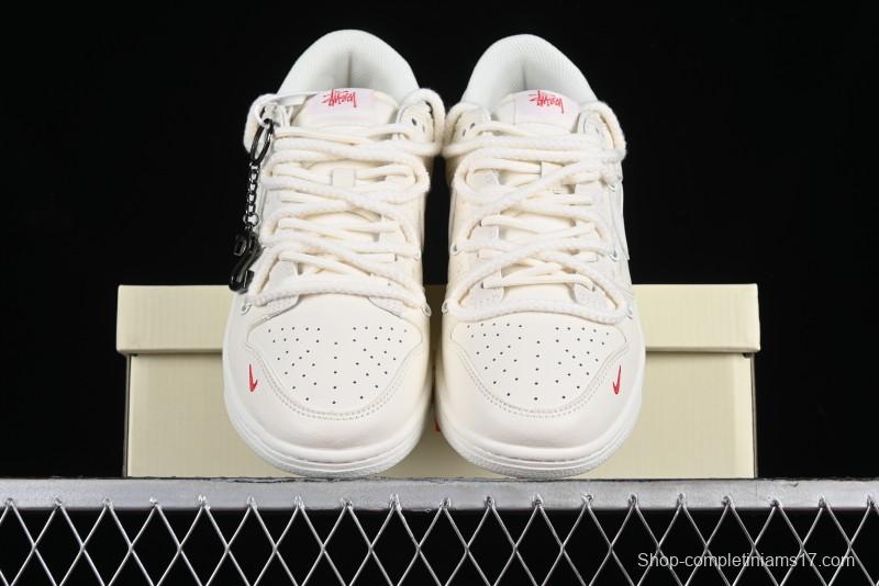 Stussy x Nike SB Dunk Low Anniversary Custom Retro Sneakers with Original S Titanium Accessory - SJ2068-259