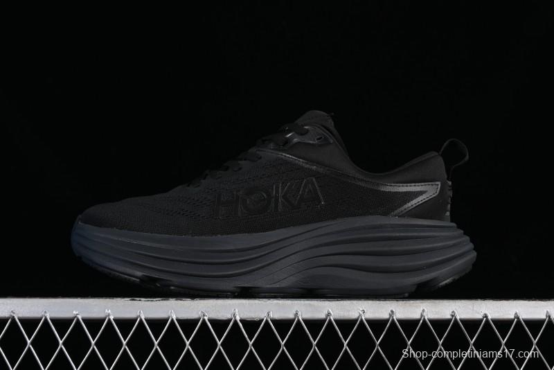 HOKA ONE ONE Bondi 8 Functional Cushioned Running Shoes with Engineered Mesh Upper - 1123202 BBLC