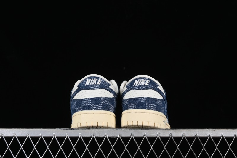 Nike SB Dunk Low LV Collaboration - Denim Checker Anniversary High-End Custom Low-Top Casual Skate Shoes - JH8310-949