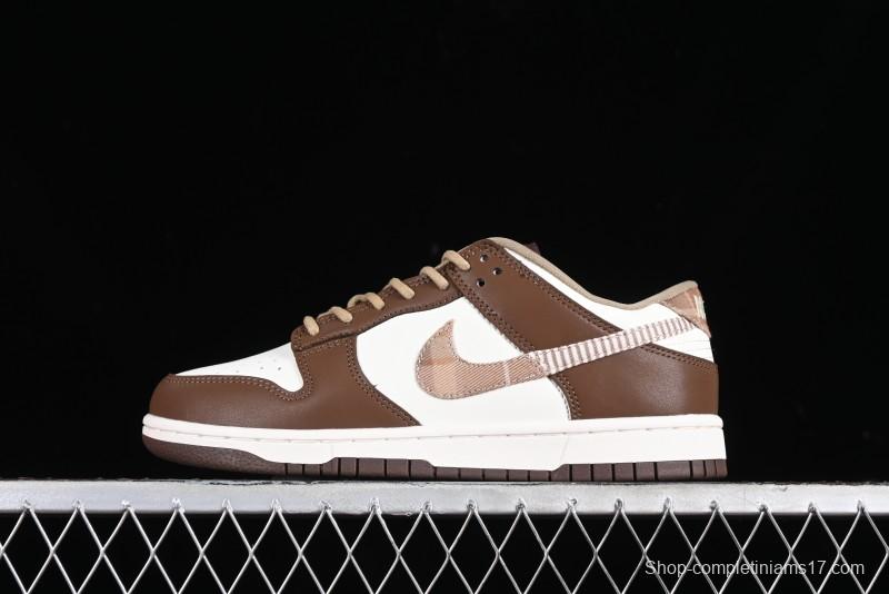 Nike Dunk Low SB White Brown Plaid Casual Skate Shoes - FV3653-191