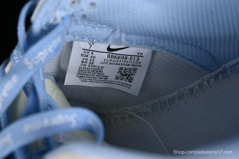 Nike SB Dunk Low Supreme Collaboration - Sky Blue Canvas Anniversary Custom Low-Top Casual Skate Shoes - BB6698-513