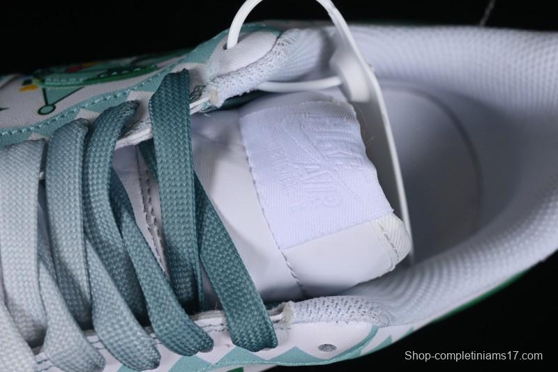 Nike Air Force 1 '07 Low Witch Collaboration Custom Leather Sneakers with Skull and Gradient White-Green Design - CW2288-111