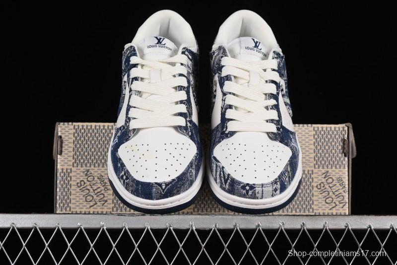Nike SB Dunk Low LV Collaboration - Camo Mesh Anniversary High-End Custom Low-Top Casual Skate Shoes - JH8040-942