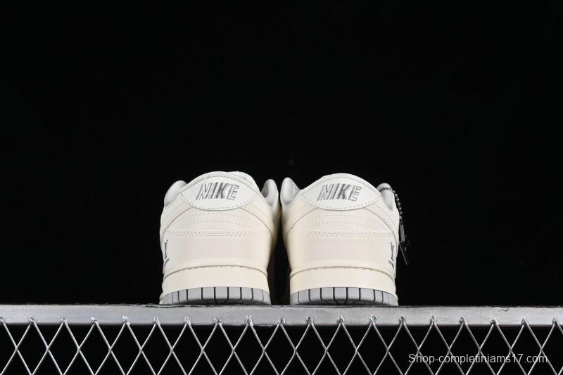 Nike SB Dunk Low LV Collaboration - Double Swoosh Beige Grey Anniversary High-End Custom Low-Top Casual Skate Shoes - FC2025-306