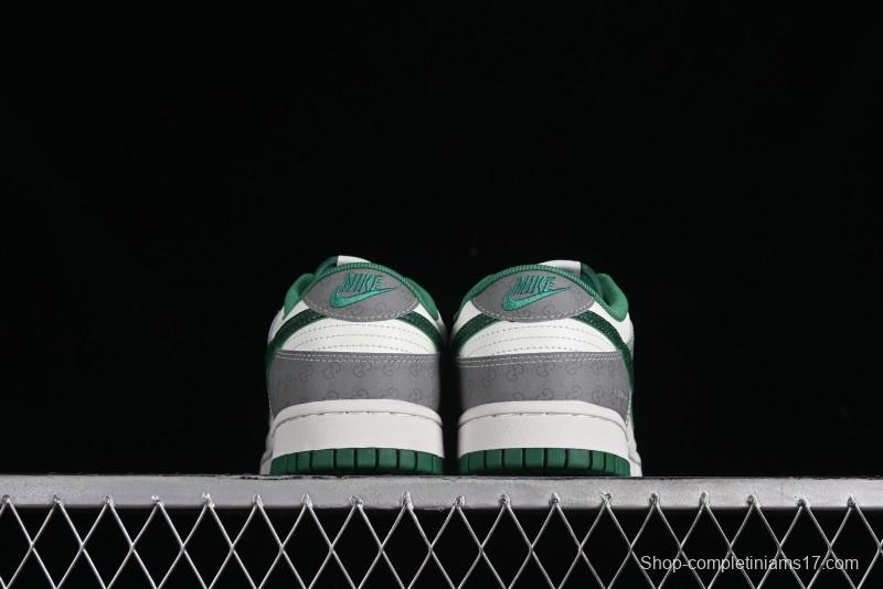 Nike SB Dunk Low Gucci Collaboration - Double G Grey Green Swoosh Anniversary Custom Low-Top Casual Skate Shoes - SF1588-134