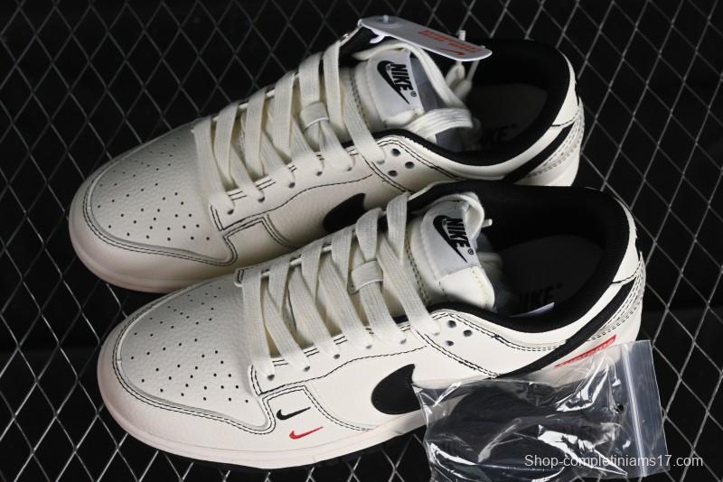 Nike SB Dunk Low Supreme Collaboration - Beige Black Line Anniversary Customized Low-Top Casual Skate Shoes - XX2025-316