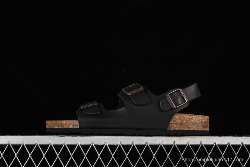 Birkenstock Birkenstock Sandals Series Black Leather with Soft Cushioning Cork Midsole - T.D4