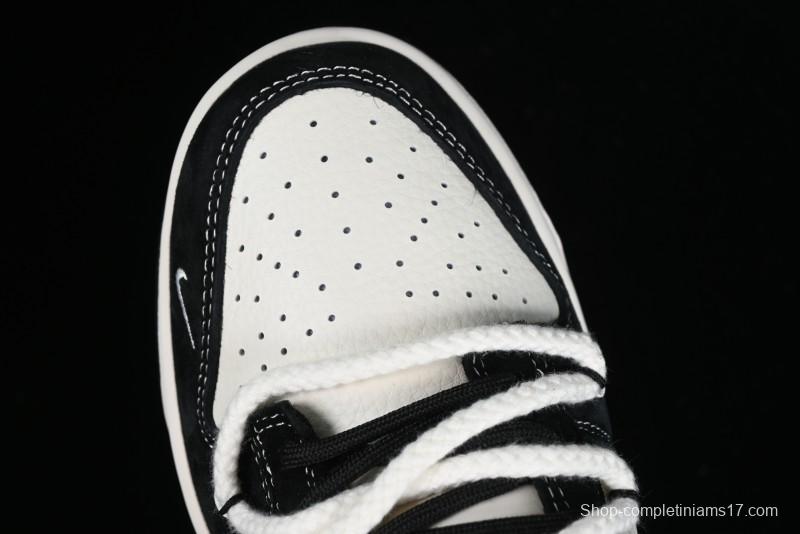 Stussy x Nike Dunk Low SB Sneakers in Beige Black Swoosh - SJ2068-252