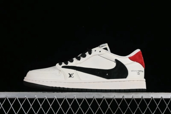 Nike Travis Scott x Fragment Design x Jordan Air Jordan 1 Low OG SP AJ1 LV Beige Black Red Casual Sneakers - LX1988-700