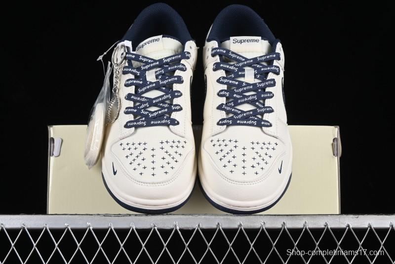 Nike SB Dunk Low Supreme Collaboration - Dark Blue Canvas Anniversary High-End Custom Low-Top Casual Skate Shoes - BB6698-511