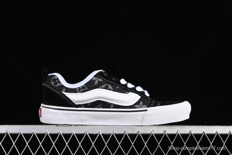 Vans Knu-Skool Premium Custom Denim Monogram Slip-On Shoes - VN0009QC6BT
