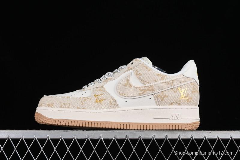 Nike Air Force 1 '07 Low V Collaboration - Khaki Mini Swoosh Low-Top Casual Sneakers - SJ2088-001